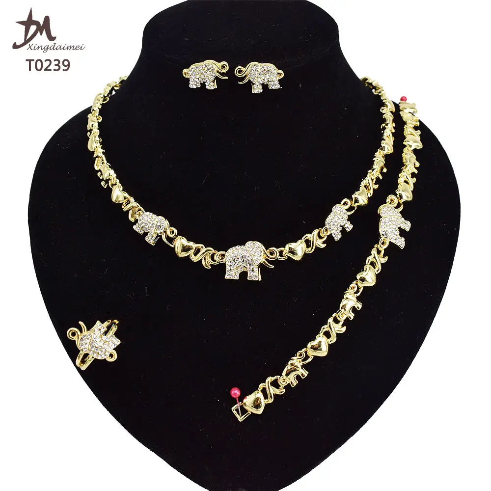 T0239 Latest design XO 18K gold plated elephant jewelry set jewelry sets for women