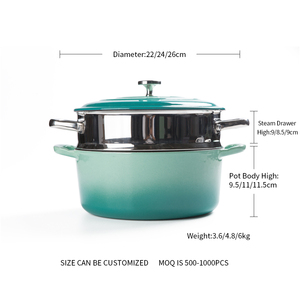 M-cooker <span class=keywords><strong>Cocotte</strong></span> en fonte émaillée à fond plat avec cuiseur vapeur en <span class=keywords><strong>acier</strong></span> inoxydable pour soupes, ragoûts et plats mijotés - Product Image 5