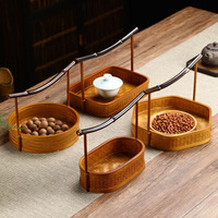 Panier de service en bambou naturel tissé à la main avec poignée, plateau en bambou multi-formes, organisateur tissé écologique, décoration d'intérieur de style chinois