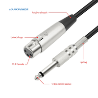 Câble en alliage de zinc 6.35 mâle vers XLR femelle 6.35mm vers câble de microphone de mélangeur audio XLR 1m 1.8m 3m