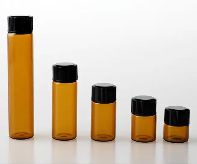 Botol kaca Minyak Esensial Kosmetik bening amber, 1ml 2ml 3ml 5ml 10ml