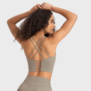 Venta al por mayor de ropa con logotipo personalizado Sexy correas cruzadas espalda Yoga sujetadores alto impacto Fitness deportes <span class=keywords><strong>sujetador</strong></span> superior <span class=keywords><strong>para</strong></span> las mujeres - Product Image 6