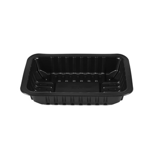 Barquette jetable en PVC/PET noir avec emballage blister pour biscuits, sandwichs, nouilles, usage en supermarché et aliments frais - Product Image 1