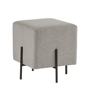 Partner Luxurious comfort fabric covered with iron black lacquer metal leg cushions Ottoman stool