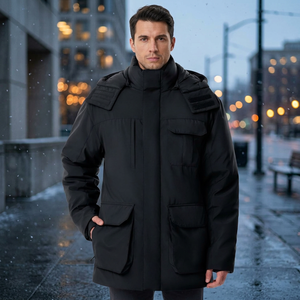 Nouvelle veste universitaire décontractée pour homme en denim déchiré uni, avec coque en polyester respirant, col montant et poches boutonnées - Product Image 5