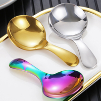 Mini cuillère à épices mignonne en acier inoxydable 304, cuillère à dessert ronde pour bébé, cuillère à thé et café à manche court