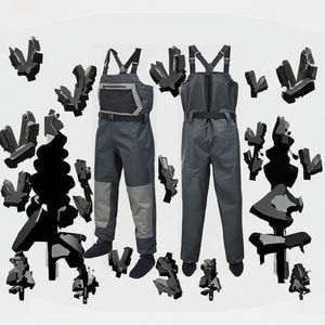 TOPIND Waders de pêche à la mouche 3 couches imperméables et respirants avec fermeture éclair sur la poitrine, <span class=keywords><strong>chaussettes</strong></span> en nylon gris foncé, sangle réglable, unisexe, haute qualité - Product Image 5