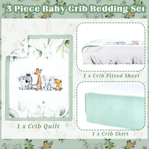 <strong>Baby</strong> Crib Bedding Set Safari Animals Dinosaurs Bear Woodland Animals Jungle Crib Set Includes <strong>Quilt</strong> Fitted Sheet Skirt for <strong>Baby</strong> - Product Image 3