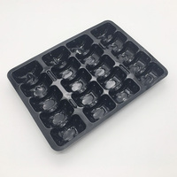 Boîte de présentation macaron en plastique PET noir/transparent de qualité alimentaire, plateau d'emballage blister en plastique pour biscuits