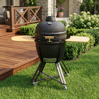 Grill en céramique de style Kamado OEM de 22 pouces, émaillé vert, four à charbon de bois pour jardin extérieur