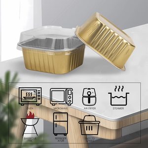 Moule carré en aluminium doré de 150 ml pour flan, mini-cupcakes et glaces – Contenant de cuisson en feuille d'aluminium – Vente chaude - Product Image 2