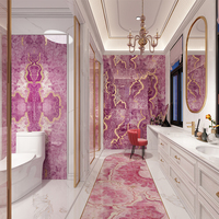 Carrelage mural en céramique rose doré de luxe Foshan, carrelage en porcelaine vitrifiée poli pour la décoration intérieure de la salle de bain et du sol de la maison
