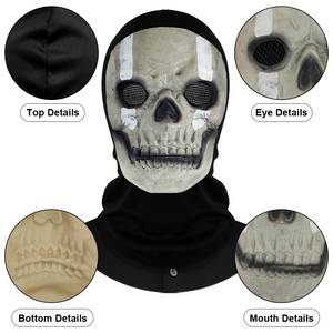Masque de crâne en latex intégral, masque d'horreur effrayant pour Halloween, cosplay, couvre-tête pour adultes unisexe - Product Image 3