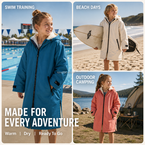 Bata de Playa para Niños Personalizada con Costuras Impermeables, Forro Polar Sherpa Cálido y Capucha - Product Image 2