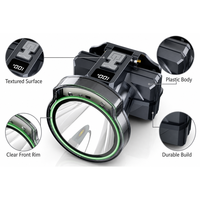 Linterna frontal recargable LED XJ-5905 XGP3 de 50 W y 5200 mAh con batería de litio dual, impermeable, con foco y reflector para camping