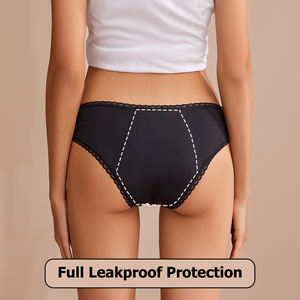 Shanhao OEM 4-lagige saugfähige, auslaufsichere Slip Höschen für starke Blutung Performance Periodenunterwäsche Spitzen-Menstruationsslips - Product Image 6