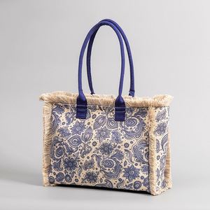 <b>Canvas</b> Fringed Zipper Closure Lady's Tote <b>Bag</b> Bohemian Vintage Handbag <b>Large</b> Capacity <b>Bag</b> - Product Image 1