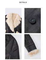 Abrigo grueso de piel Toscana para mujer, solapa grande, pelo rizado, ropa de abrigo informal de invierno, cierre de un solo pecho, forro de seda transpirable