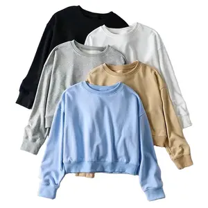 Women der Essential Thermal Crop Fleece Lined Crewneck Sweatshirt