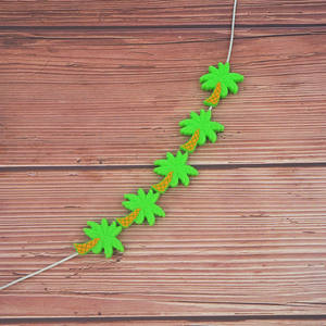 Perles en silicone en forme de palmier pour la fabrication de bijoux, jouets à mâcher pour bébés, colliers DIY, perles d'été tendance et amples - Product Image 3