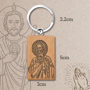 Saint Jude Thaddeus portachiavi in legno elegante collana con ciondolo Fine portachiavi - Product Image 3