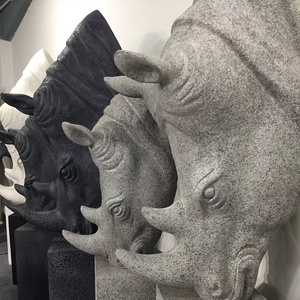 北欧スタイルの大きな装飾動物の庭の装飾品屋外屋内ライノ彫刻グラスファイバーフラワーポットプランター - Product Image 5