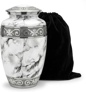 Luxury <b>Aluminum</b> Cremation Urn Decorative Memorial <b>Container</b> For Human Ashes And Funeral Keepsake Collection Display - Product Image 1