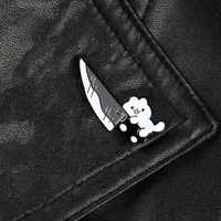 Şık kedi büyük kılıç Metal broş Pin karikatür sevimli yaka giyim aksesuarları için noel ulusal günü için
