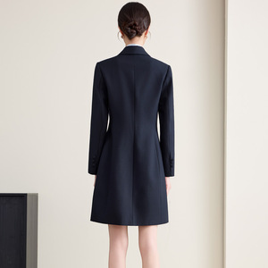 Women's Black Trench Coat Slim Fit Three Quarter Sleeve Anti Wrinkle Work Uniform - Product Image 3