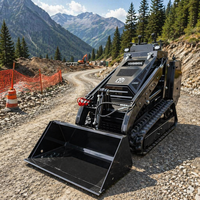 Mini-chargeuse compacte sur pneus avec trancheuse et autres accessoires pour travaux de construction et agricoles