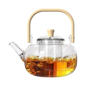 Nhà Máy bán hàng trực tiếp Tùy chỉnh cao thủy tinh borosilicate ấm trà với xử lý - Product Image 1