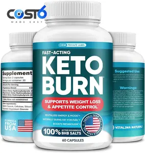 Píldora de dieta Keto rápida avanzada Cápsulas para perder peso Energy Boost Private Label Cápsulas Keto Pure BHB Cetonas exógenas