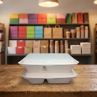SP2453 Contenant jetable compostable à compartiments pour restaurant de nouilles, boîte alimentaire pour plats à emporter quotidiens