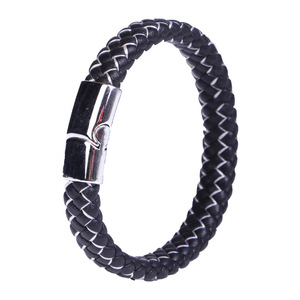 Nouveau bracelet magnétique en alliage de titane tressé en cuir rétro pour homme, modèle simple et polyvalent 0105, vente en gros - Product Image 5