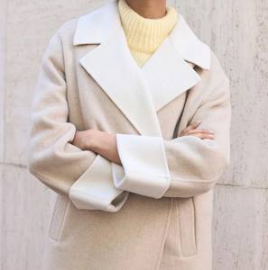 Manteau trench croisé en mélange laine/polyester, manches évasées, col rabattu, décontracté, extra long, design hiver, coupe-vent - Product Image 5