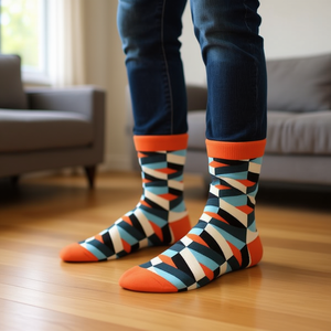 Calcetines de Media Pantorrilla para Hombre, Tallas 40-45, Diseño Geométrico, Uso Casual - Product Image 2