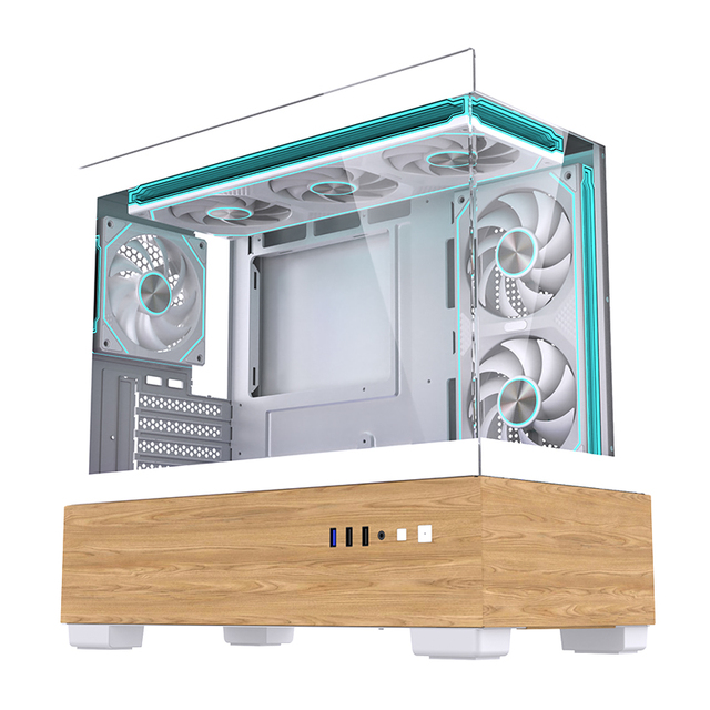 Lovingcool Most Popular Computer Cases Full Towers ATX/Micro AXT/ITX Wood Gaming PC Case with Tempered Glass