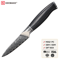 3,5 inch schilmesje VG10 kern 67-laags Damascus staal fruitmes ultra scherp zwart Pakkawood handvat klein keukenmes