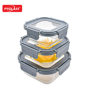 PYGLASS vente chaude récipient alimentaire en verre avec couvercle en verre trempé ensemble de récipients de stockage des aliments en verre - Product Image 4