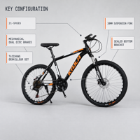 Vélo de montagne 21 vitesses, frein à disque, cadre en acier à haute teneur en carbone, double suspension, adulte, imperméable, cyclisme tout-terrain en plein air
