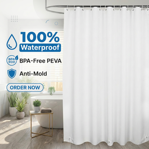 <span class=keywords><strong>Rideaux</strong></span> de Douche Modernes Blancs en PEVA Écologique, Imperméables, avec Anneaux et Oeillets Magnétiques Antirouille – Vente Chaude - Product Image 1