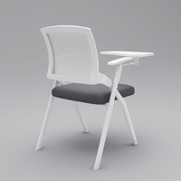Chaise de formation Mekia en maille pliable et empilable avec tablette d'écriture, accoudoir rotatif, style minimaliste moderne pour bureau et salle de conférence