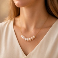 Collier en perles d'eau douce tendance, prêt à expédier, plaqué or 18 carats, en acier inoxydable, bijoux de fiançailles, vente en gros