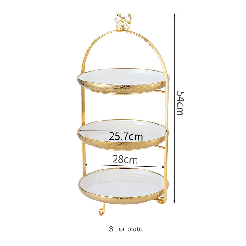 Stand de gâteau d'or 3 niveaux