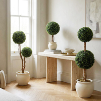 Boules de gazon artificielles hautes en buis double, résistantes aux UV, plantes d'intérieur/extérieur en bois naturel pour la décoration, vente en gros