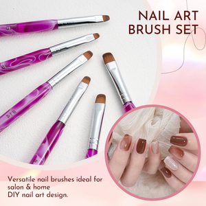 Lot de 6 pinceaux double tête pour nail art, couleur violette, facile à nettoyer, manche confortable, pour la création de motifs d'ongles, outil de manucure professionnel - Product Image 4