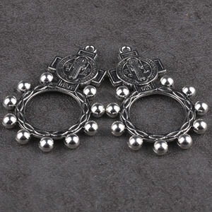 カトリックメタルロザリオヴィンテージ宗教聖ベネディクトリング祈り、リング型ペンダント - Product Image 4