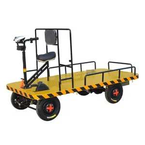 1 Ton kargo elektrik pengangkut datar 4 roda kursi troli baterai truk <span class=keywords><strong>Platform</strong></span> baja untuk restoran kondisi industri baru - Product Image 1