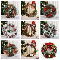 Guirlande de Noël transfrontalière pour fenêtre et porte, décoration artificielle en aiguilles de pin, arrangement d'ambiance verte, couronne de Noël