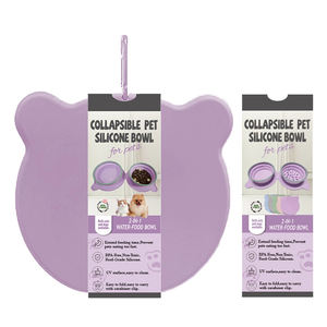 Nuovo personalizzato personalizzato doppio pieghevole acqua portatile cibo per cani campeggio all'aperto Silicone pieghevole Pet ciotola da viaggio per animali domestici - Product Image 1